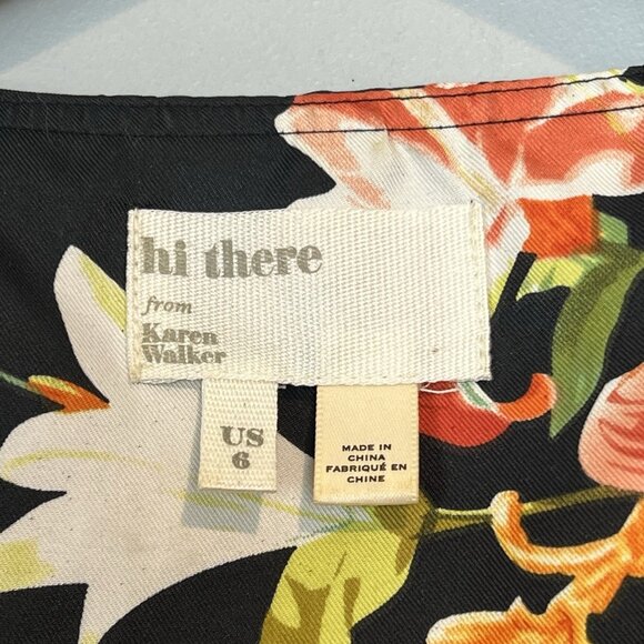 Hi There from Karen Walker Black Tropical Wrap Dress Size 6 Ruffle Anthropologie - Picture 9 of 12